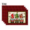 Holiday Party Supplies 4Pcs Christmas Linen Placemat Set, Cartoon Snowman Gingerbread Gnome Table Pattern Placemats Mat, Heat Resistant Place Mat for