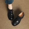 Krazing Pot Sheepskin Autumn Winter Shoes Lace Up Chunky Heels Oxford Shoes Size 43 Round Toe Deep Mouth Pumps