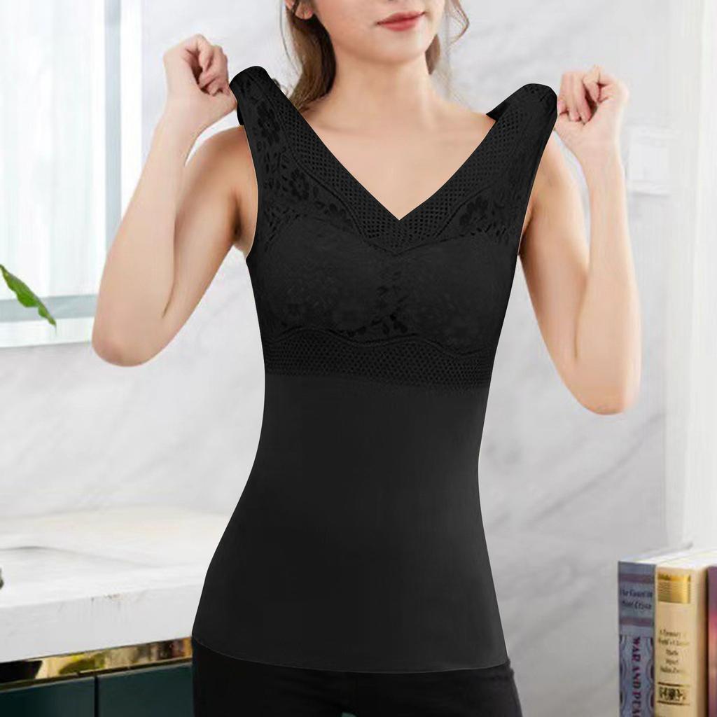 Women's Fall And Winter Warm Velvet Thickened Double Side Velvet Lace Seamless  Vest Bra Lingerie