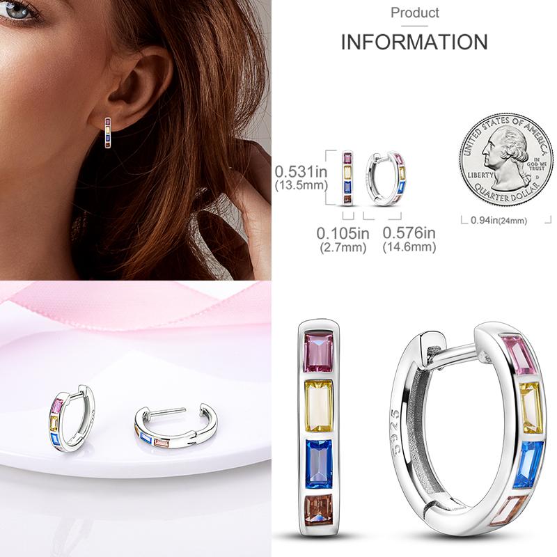 2024 Earrings For Women 925 Sterling Silver Colorful Double Hoop Earrings Fashion Birthday Party Wedding Engagement Jewelry