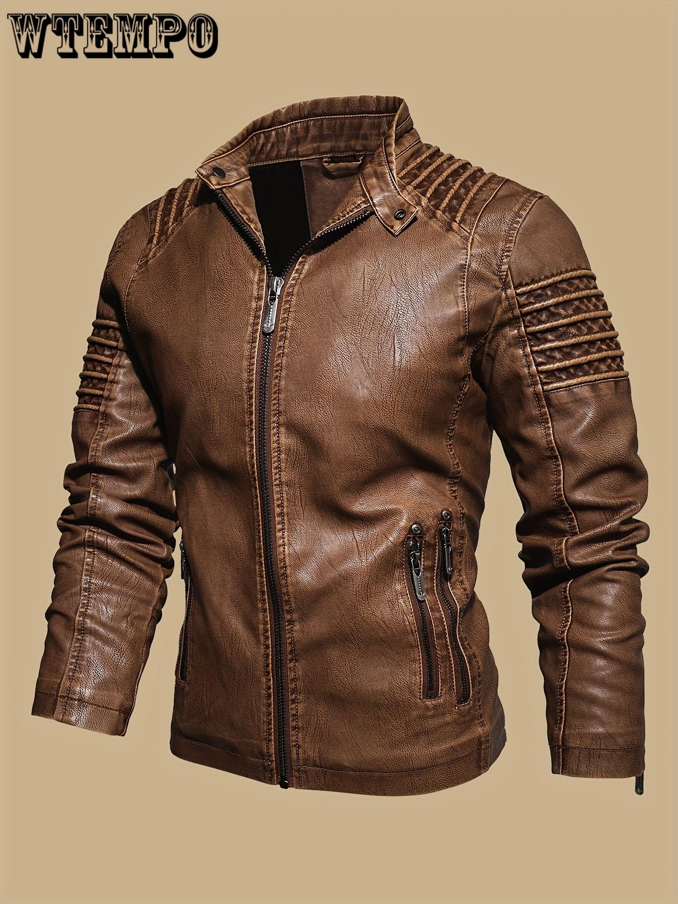 

Мужская однотонная ретро-куртка из искусственной кожи - стильная классическая уличная куртка-бомбер с множеством карманов. Подходит для повседневной носки, идеальный подарок для модных мужчин. XXXXL хаки