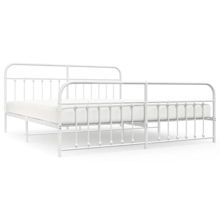 VidaXL Metal Bed Frame with Headboard-Footboard White 200x200cm 352652