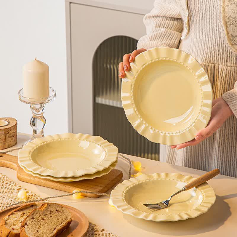 Deou Xingguang Ceramic Beaded Straw Hat Pasta Plate