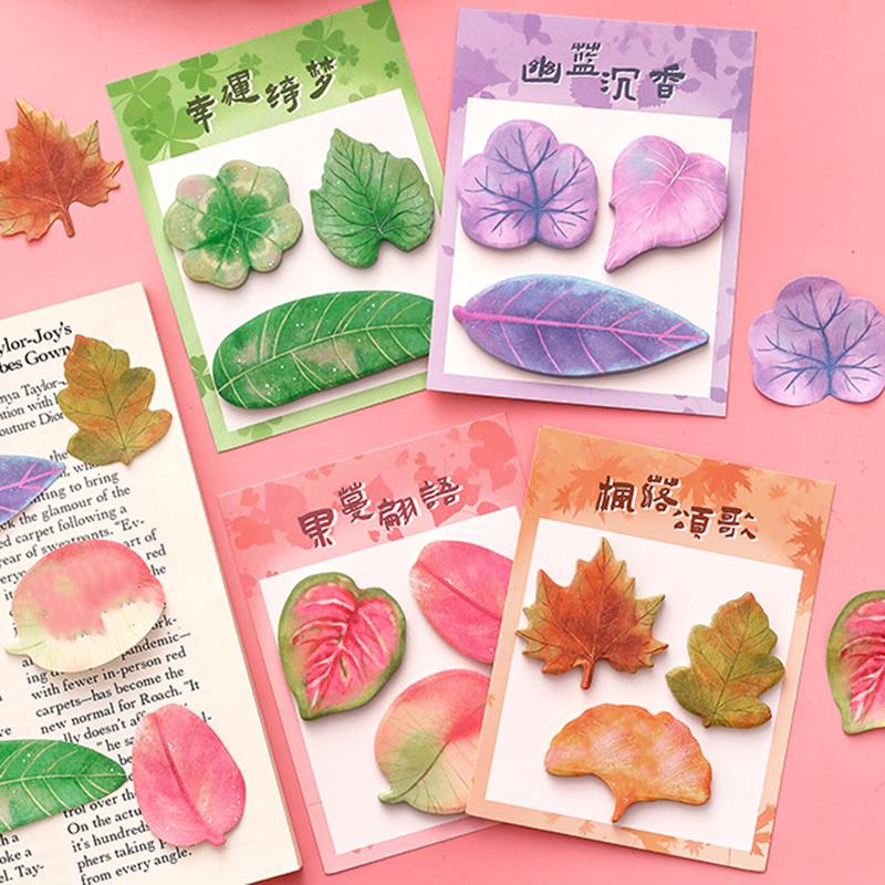 1 Piece Kawaii Stationery Natural Plant Leaf Sticky Note Memo Pad Office Planner Sticker School Supplies