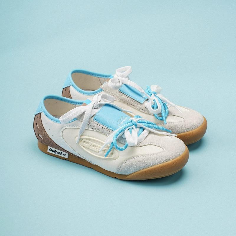 Cheese white, fashion high sense contrasting color design commuter casual flats
