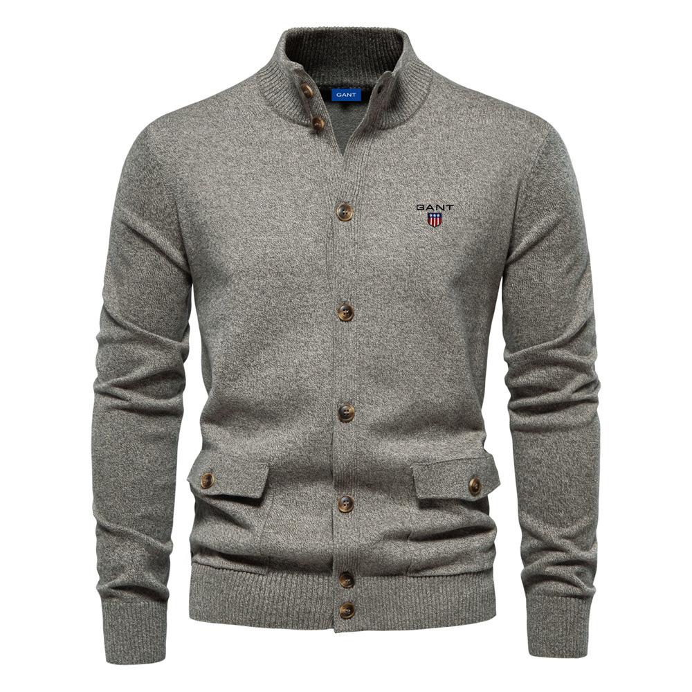 

GANT Autumn and Winter Embroidered New Men s Top Cardigan, High-quality Business Casual Solid Color Sweater for Men M
