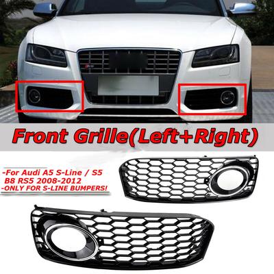 Front Fog Light Lamp Honeycomb Covers Fit for Audi Q5 Non-Sline Non-SQ5 13-16
