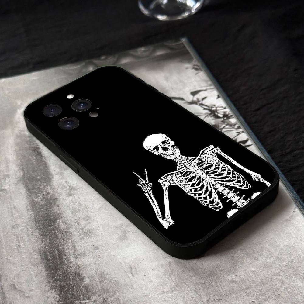 Skeleton Skull Phone Case Black Silicone Soft Shell For IPhone 17 16 15 14 13 12 11 Air Pro Max Plus Hot Sale