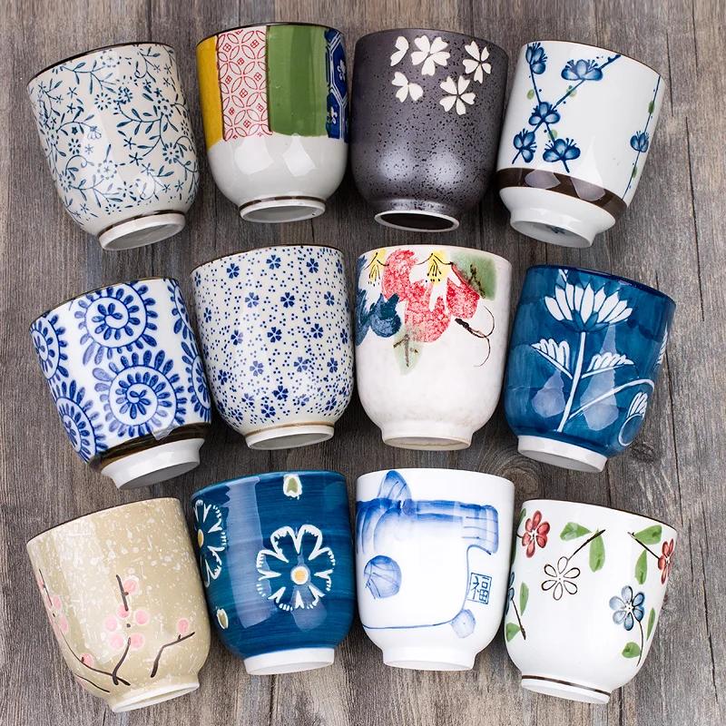 Japanese Tea Water Mug Handy Cup Hand-painted Ceramic Cherry Blossom Cups Creative Rough Ceramic Tea Cups  Coffee Cup