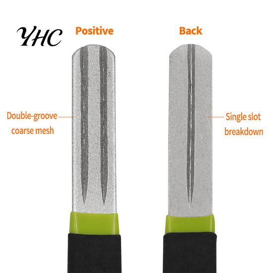 Fishing Grinding File Hook Sharpener Sharp Anti-skid Portable Three Grooves Diamond Stone for Camping