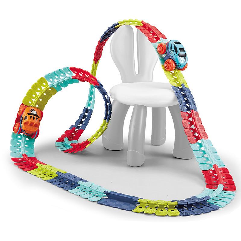 

Мягкая резиновая гибкая железнодорожная машина электрическая переменная самодельная не сходящая с рельсов антигравитационная железнодорожная машина игрушка американские горки charge синий