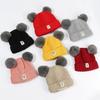 Wintermütze für Kinder, warm, Baby-Strickmützen mit Bommel, Kinder-Strickmütze, einfarbig, Kindermütze für Jungen und Mädchen, Zubehör