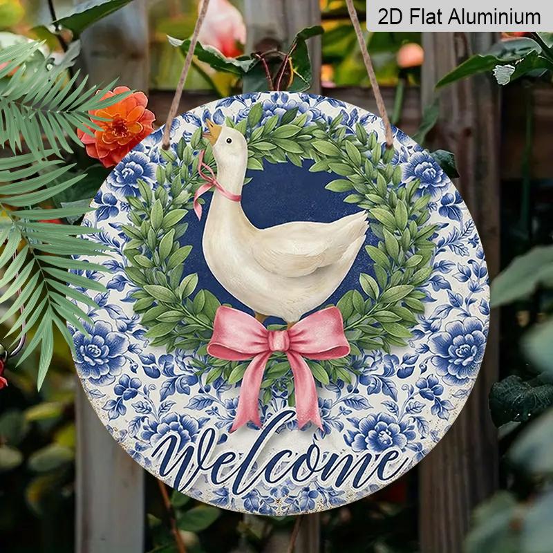 

2D Flat Aluminum White Goose Wall Decor Rustic Farmhouse Style 7.87 Inches X 7.87 Inches Perfect for Farms, Gardens, Farmhouses, Cafes, Front Doors 1pc