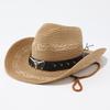 Western Cowboy Straw Hat Men's and Women's Outdoor Seaside Beach Hat Sunscreen Sun Hat Large Edge Belt Sun Hat
