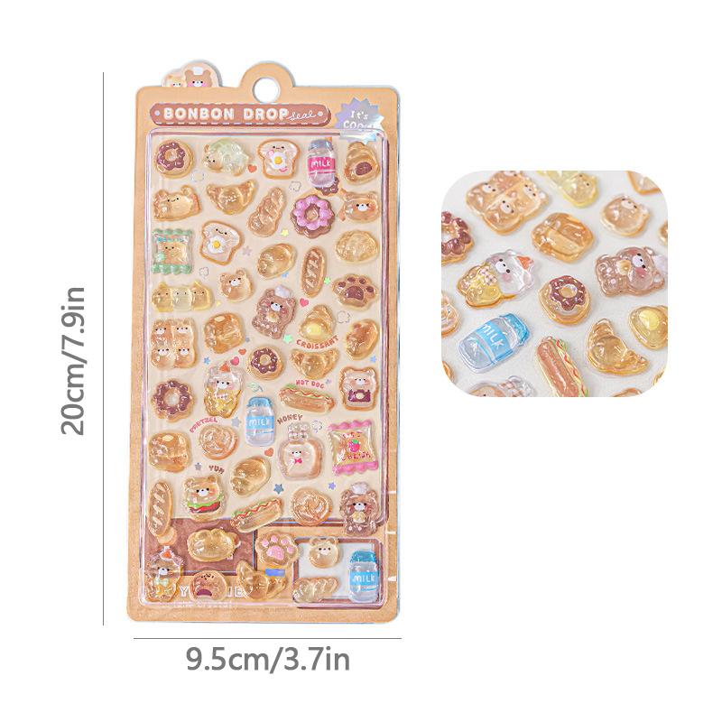 3D Cute Jelly Stickers Cartoon Animal Relief Sticker Scrapbook DIY 3D Stickers Car Refrigerator Phone Case Stickers