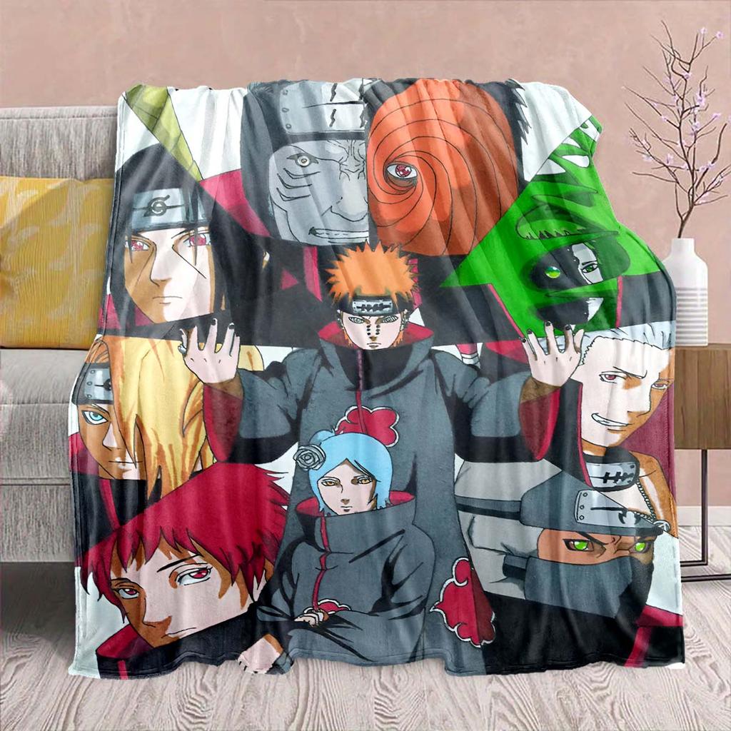 Naruto Anime Flannel Blanket - Soft Warm Perfect for Sofa, Bedding Camping Travel Office Home Decor -QJY