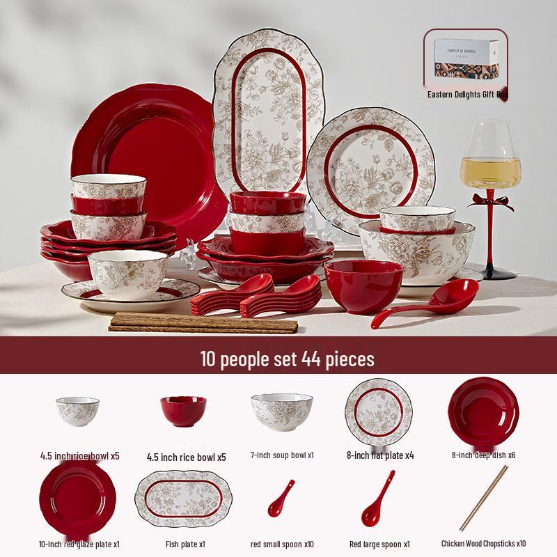 French Rose Engagement Dinnerware Set: Wedding & Housewarming Gift for Newlyweds