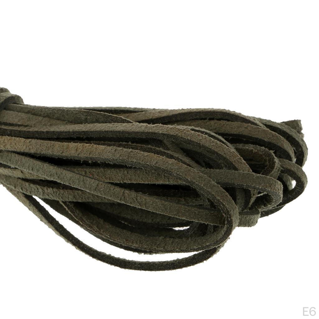 2 Pcs 2mm Flat Leather Beads Thread Suede Cord String for DIY Jewelry Crafts