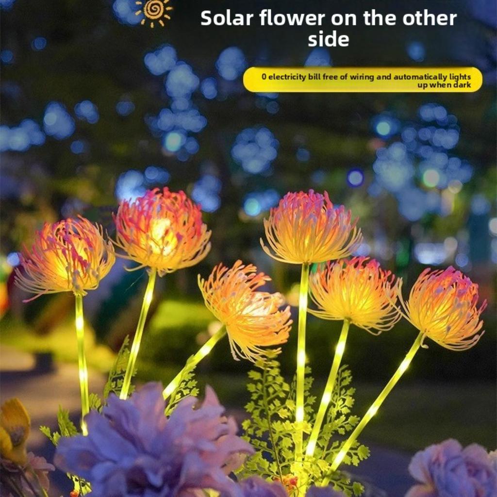 Solar Garden Light Strip with Luminous Flowers and Stems, Upgraded Solar Panel Outdoor Decorative Lanterns, High-quality Courtyard Lighting