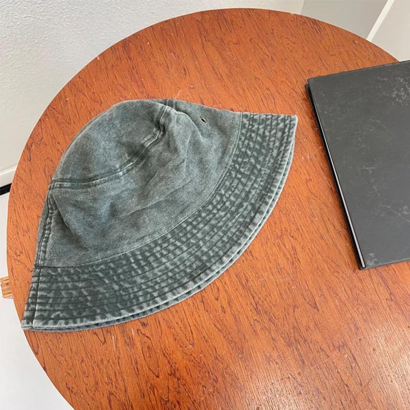 Retro Washed Fisherman Hat for Couples, Fashionable Vintage Basin Hat, Breathable Solid Color Thin Design, Spring and Summer