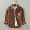 Surplus Hong Kong Style Pure Cotton Shirt for Men, Spring and Autumn Color-Blocking Patch Pocket Workwear, Stylish and Cool Long-Sleeve Casual Jacket