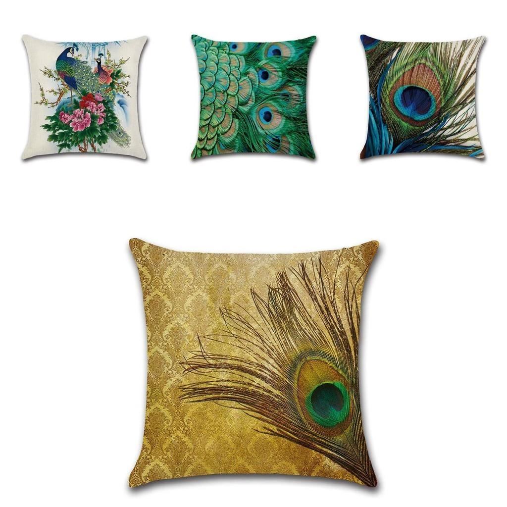 Elegant Peacock Feathers Sofa Bed Car Home Decoration Pillow Case For Stylish Interiors
