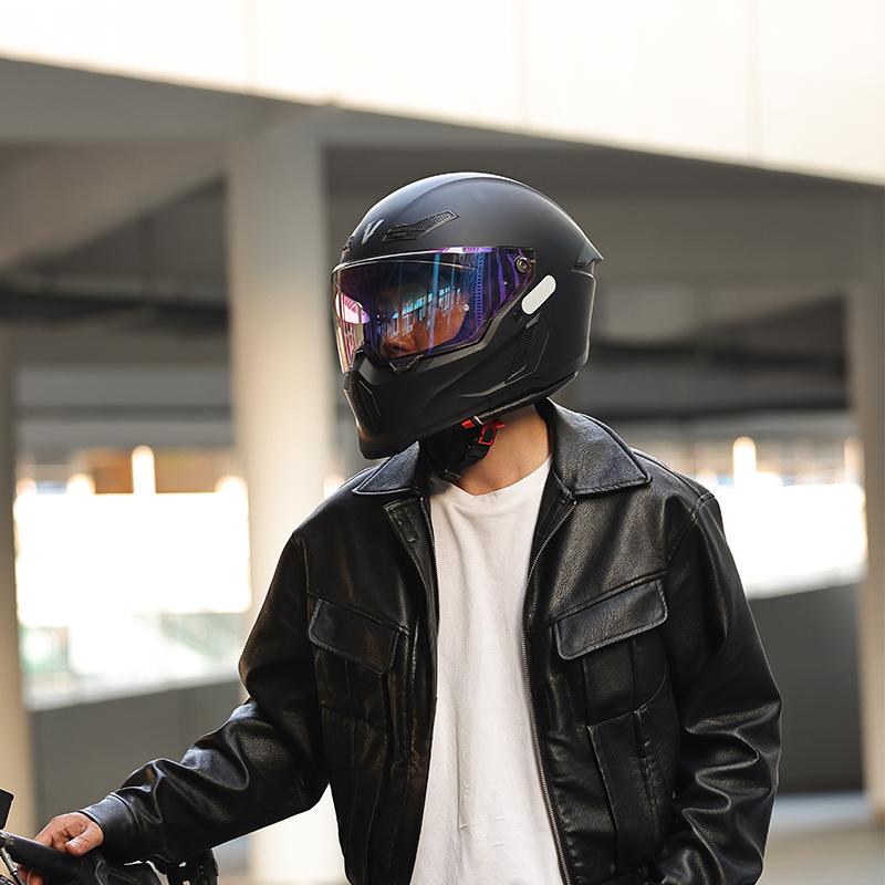 VGV Full Face Motorcycle Helmet Handsome Mecha Style Various Lenses Sunscreen Glare Protection Man Women ECE DOT Personalities