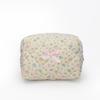 Portable Floral Quilted Makeup Bag Cotton Large Capacity Travel Toiletry Bag Lightweight Zipper Cosmetic Organizer