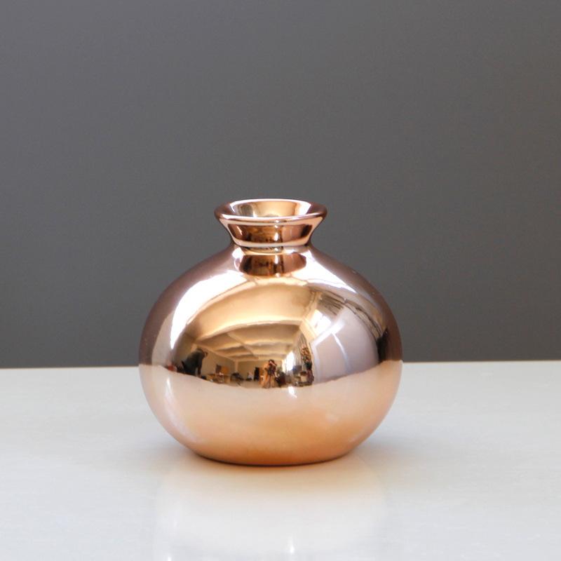 European electroplating gold rose gold blue gold ceramic vase flower small home decoration crafts.