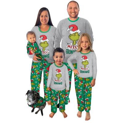 Christmas Family Matching Pajamas Set, Mother Child Baby Cartoon Print Pajamas Home Clothes Set