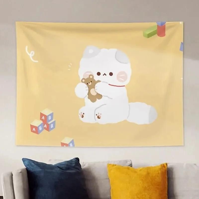 Cute Bear Cartoon Hanging Cloth Office Living Room Tapestry Home Wall Decoration Tapestry