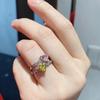 Cross Border New Love Ring Women's Simulation Pink Yellow Simple Zircon Peach Heart Jewelry