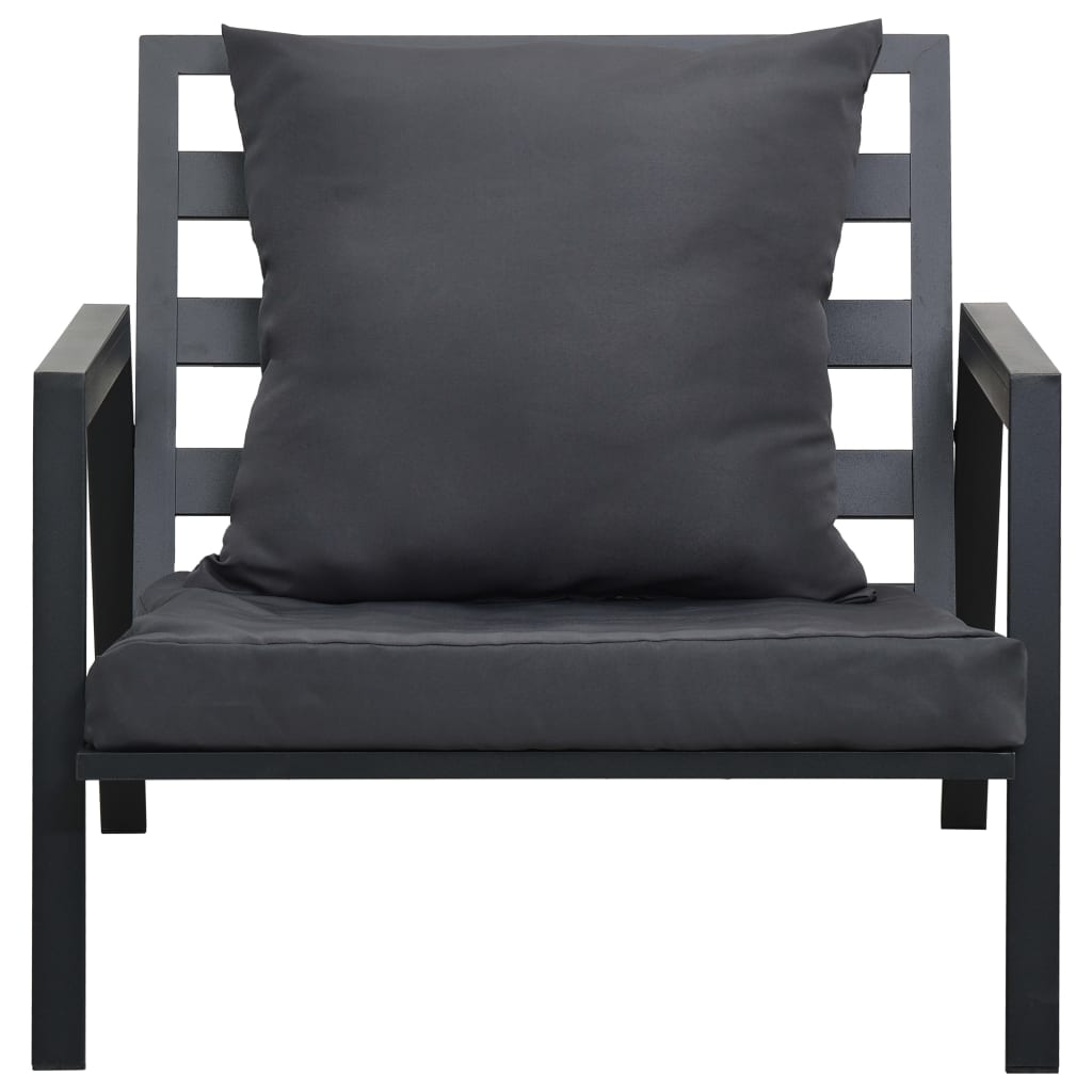 4 Piece Outdoor Lounge Set with Cushions Aluminum Dark Gray