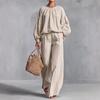 Women's Color Crewneck Long Sleeve Loose Fit Sleeve Two-Piece Set