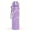 1PC Minimal Light Tone Sketch Line Print 750ml Color Plastic Sports Water Bottle Leakproof Flip Straw Lid Suitable for Sports Office Home Use