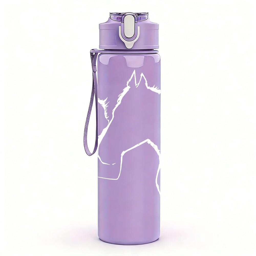1PC Minimal Light Tone Sketch Line Print 750ml Color Plastic Sports Water Bottle Leakproof Flip Straw Lid Suitable for Sports Office Home Use