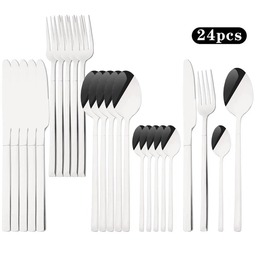 

24 предмета Western Gold столовый набор ножей вилок кофейных ложек столовых приборов из нержавеющей стали кухонное столовое серебро столовая посуда серебряный