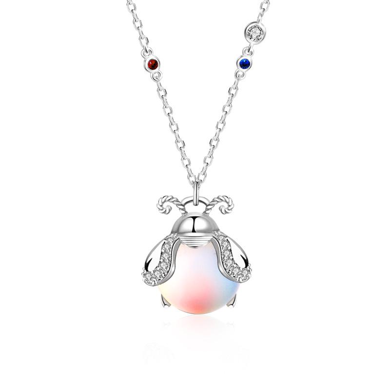

Colorful Firefly 925 Sterling Silver Necklace for Women - Non-Fading Mori Style Clavicle Chain 925 Silver