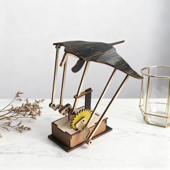 Ornament Electric din Lemn Manta Ray Făcut Manual Artizanal Manta Ray Bionic Automaton Realist Animal Marin Mecanic Decor Birou Casă