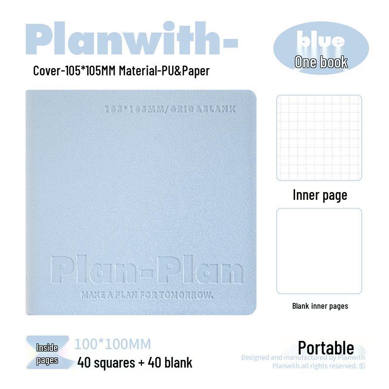 CUBE Planwith Portable Softcover Notebook - Waterproof PU Leather, Stitch-Bound, Pocket Size, 100g Paper