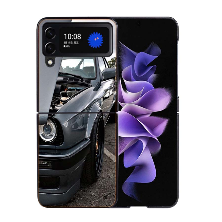 Car for B- Bmwes-S E30 Phone Case For Samsung Z Flip 7 6 5G Galaxy Z Flip4 Z Flip5 Z Flip3 Coque Black Hard PC Shell Protective