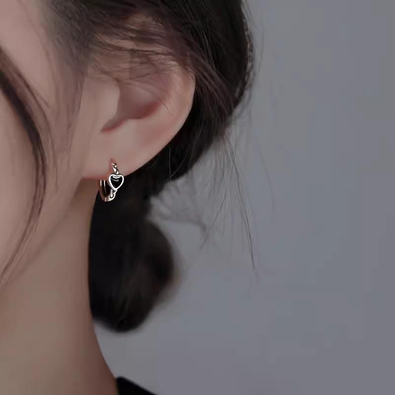 925 Silver Heart Hoop Earrings for Women - Simple and Trendy Design 2023