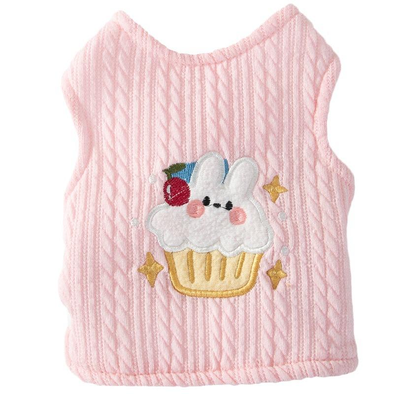 Winter knitted warm double-layer vest autumn and winter thickened vest side open buckle two feet dog pet clothing cat clothes