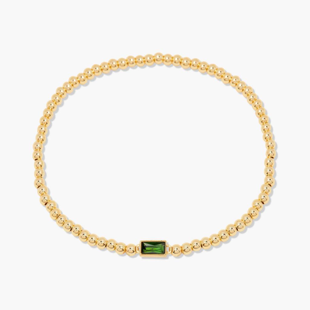 Elegant 18K Gold Plated Stainless Steel Bracelet with Colorful Rectangular Stones, Fashion Jewelry for Women