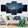 Canvas Painting HD Matterhorn Valley station landscape 5 Piece Modular nature Wall Art Pictures for Living Room Home Decor