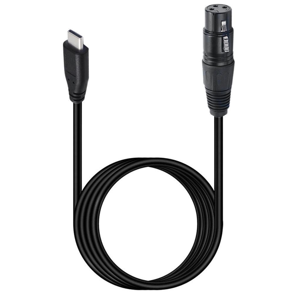 JUNSUNMAY 1m Type-C Male to Female XLR Microphone Audio Cable Adapter for Mobile Phone/Tablet/Laptop