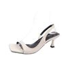 Niche high-heeled sandals shoes summer 2025 new square head thin heel empty skirt single shoes