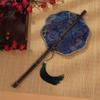 Retro Ancient Style Chinese Bamboo Waist Fan Rollable Foldable Long Handle Fan Decorative Cooling Group Fan Hanfu