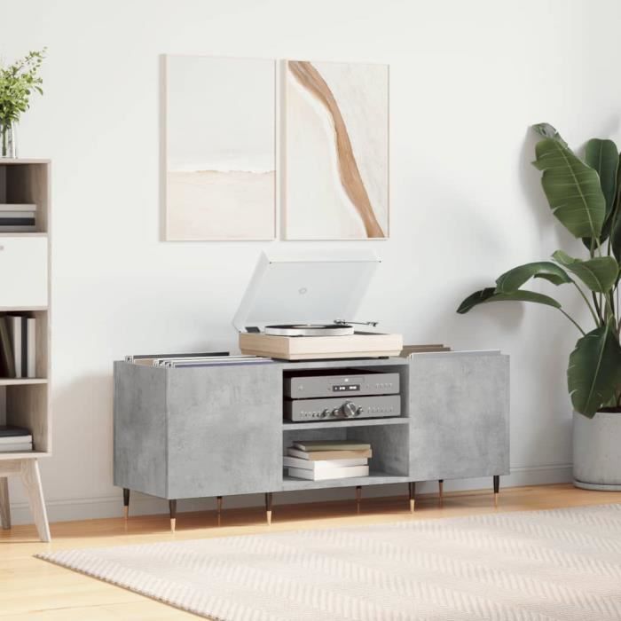 VidaXL Armoire à disques gris béton 121x38x48 cm bois d'ingénierie 831672