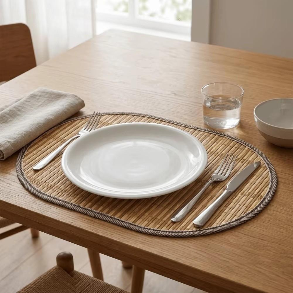 Rustic Bamboo Placemat Lightweight Kitchen Table Mat New Table Protection Mat  Dining Room Layout
